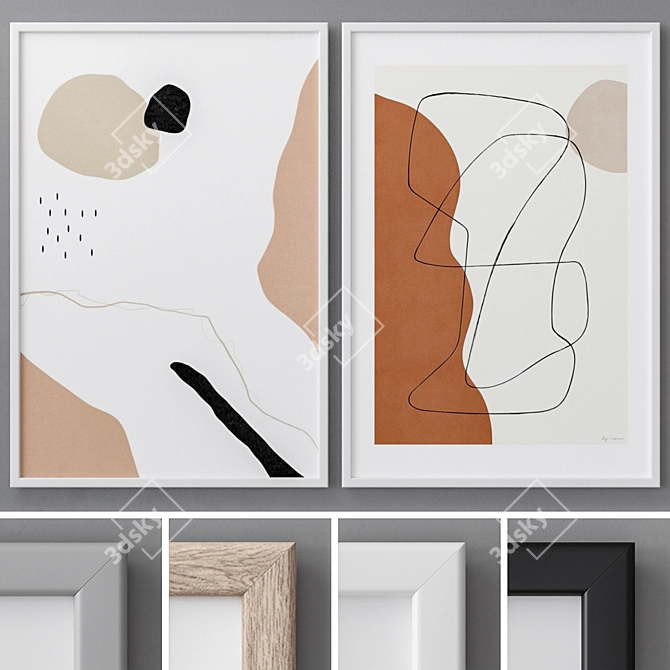 Modern Abstract Art Frames - Set of 2 3D model image 1