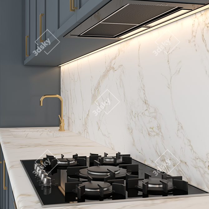 Modern Island Kitchen: Customizable, High-quality Render-Ready Models 3D model image 2