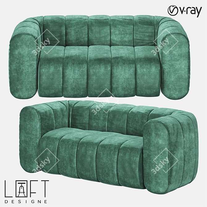 Sleek Wood and Fabric Sofa 1684 Model 3D model image 1