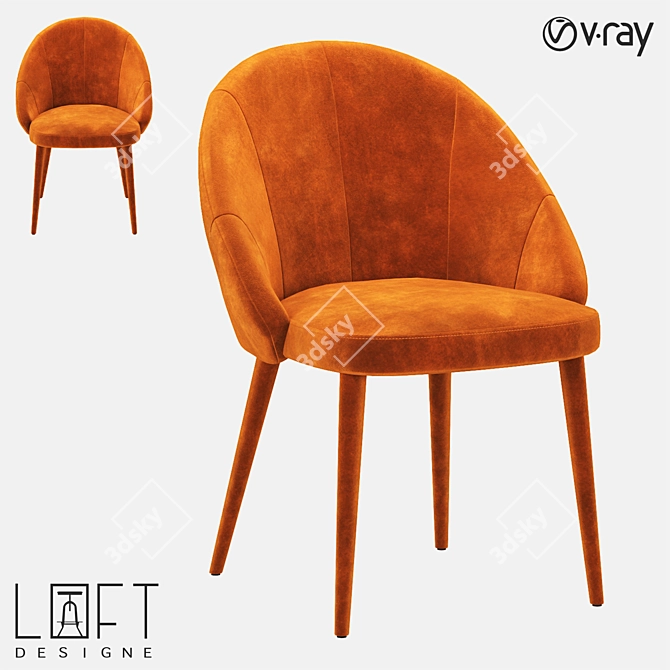 Loft Chair 35364: Modern Metal and Fabric Seating 3D model image 1