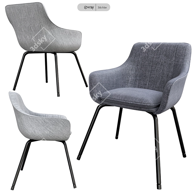 Lozanna Dark Chair: Stylish and Modern 3D model image 2