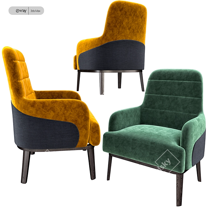 Modern Tirolo Gill Armchair 3D model image 2