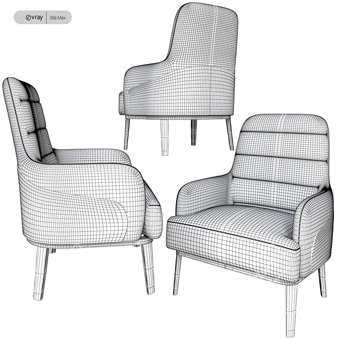 Modern Tirolo Gill Armchair 3D model image 3