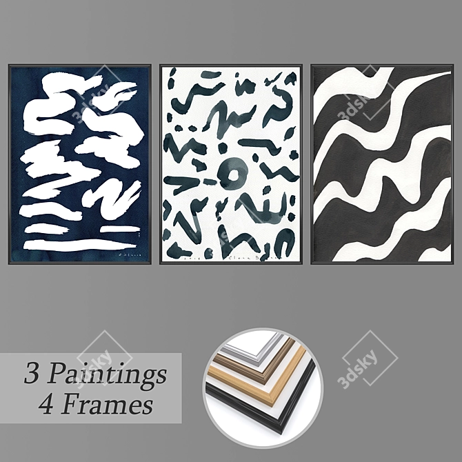 Elegant Wall Art Set with Versatile Frames 3D model image 1