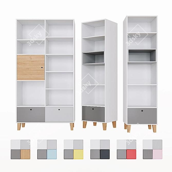 Concept Shelving Set: Versatile and Stylish Book Storage 3D model image 1