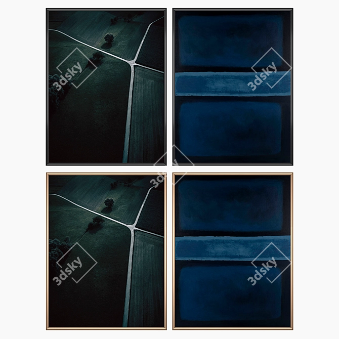 Elegant Wall Art Set with Frame Options 3D model image 2