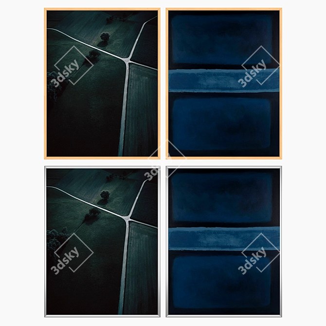 Elegant Wall Art Set with Frame Options 3D model image 3