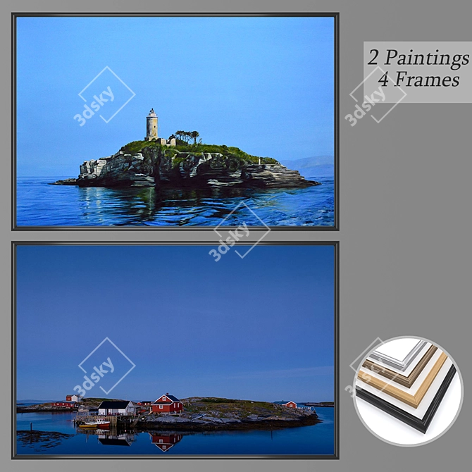 Hand-Painted Wall Art Set 3D model image 1