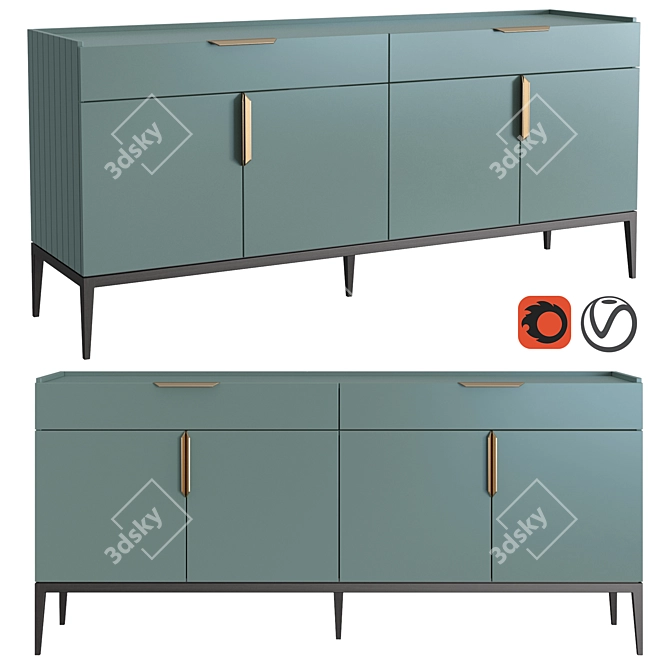 Modern Metropolitan Buffet: 2 Drawers, 4 Swinging Doors 3D model image 1