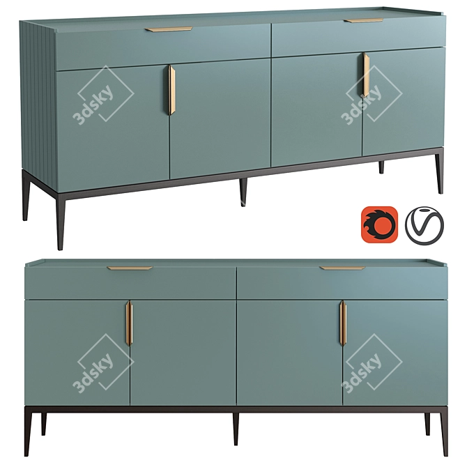 Modern Metropolitan Buffet: 2 Drawers, 4 Swinging Doors 3D model image 4