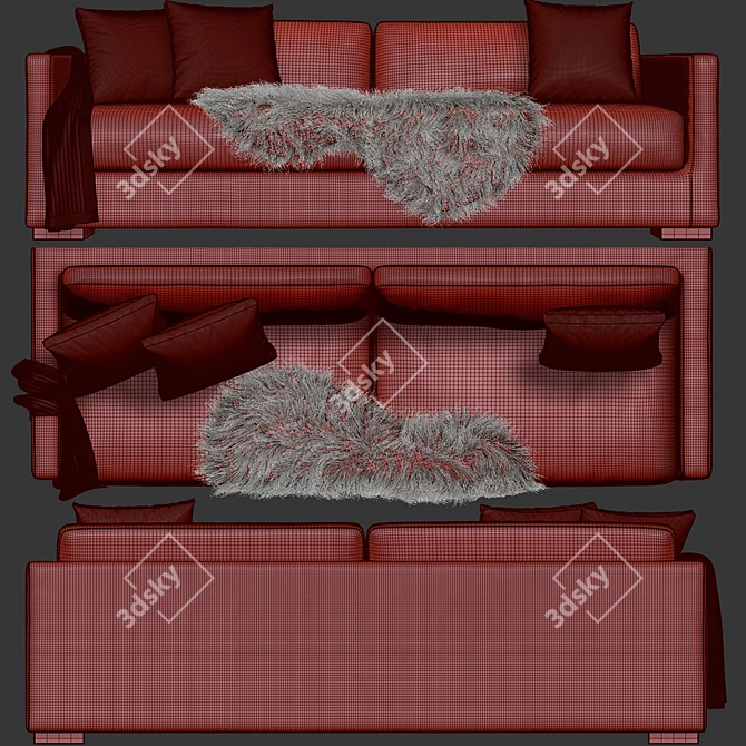 Modern Belmon Sofa: 240cm Meridiani 3D model image 5