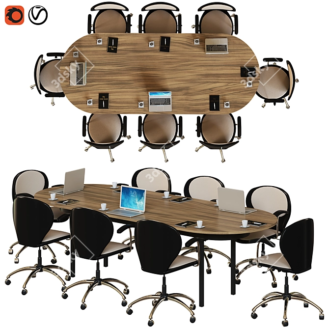 Elegant Polygon Conference Table 3D model image 1