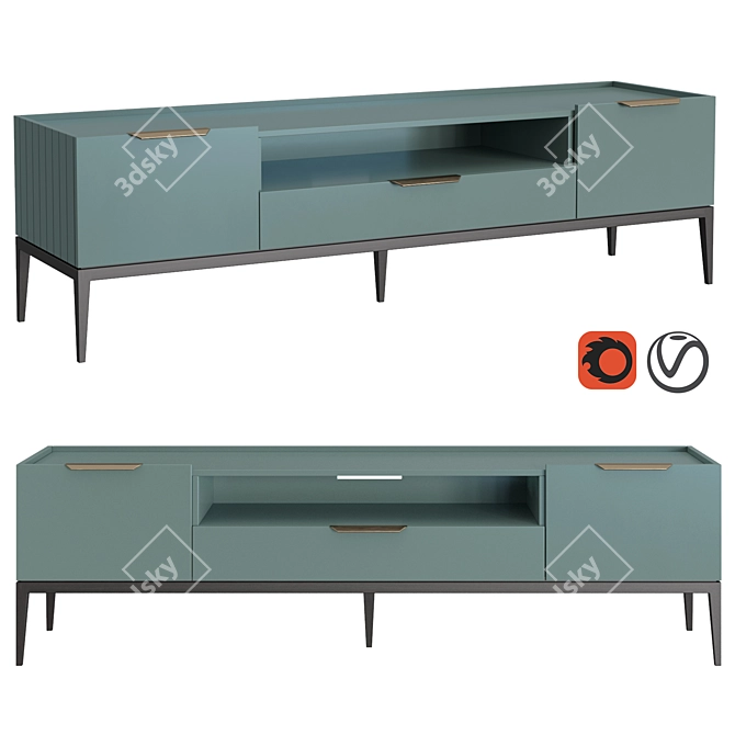 Modern Metropolitan TV Cabinet 3D model image 1