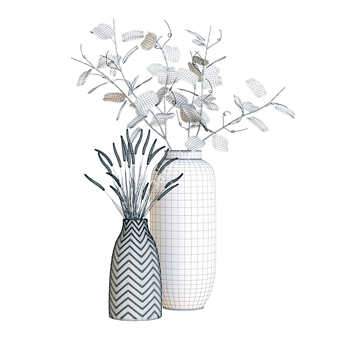 Elegant Crate & Barrel Adra & Timber Vases 3D model image 2