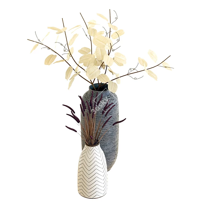 Elegant Crate & Barrel Adra & Timber Vases 3D model image 3