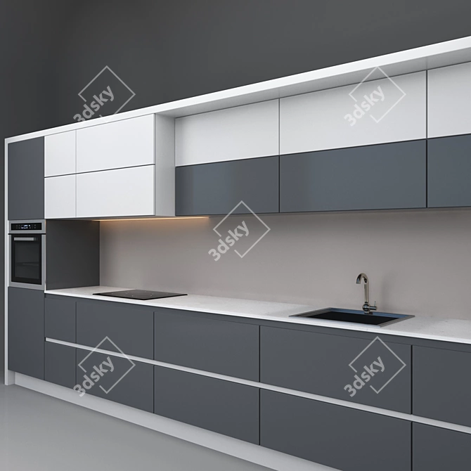 Modern MDF Kitchen Set 3D model image 2