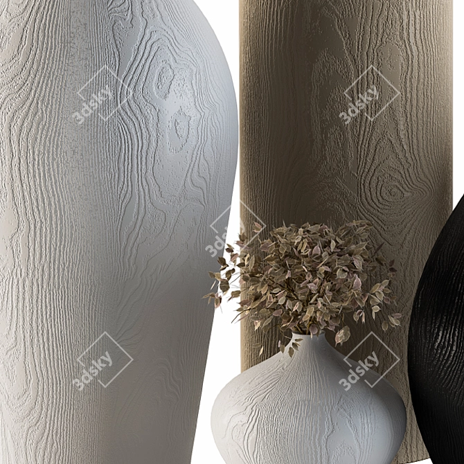 Elegant Vase Set with Branch 3D model image 3