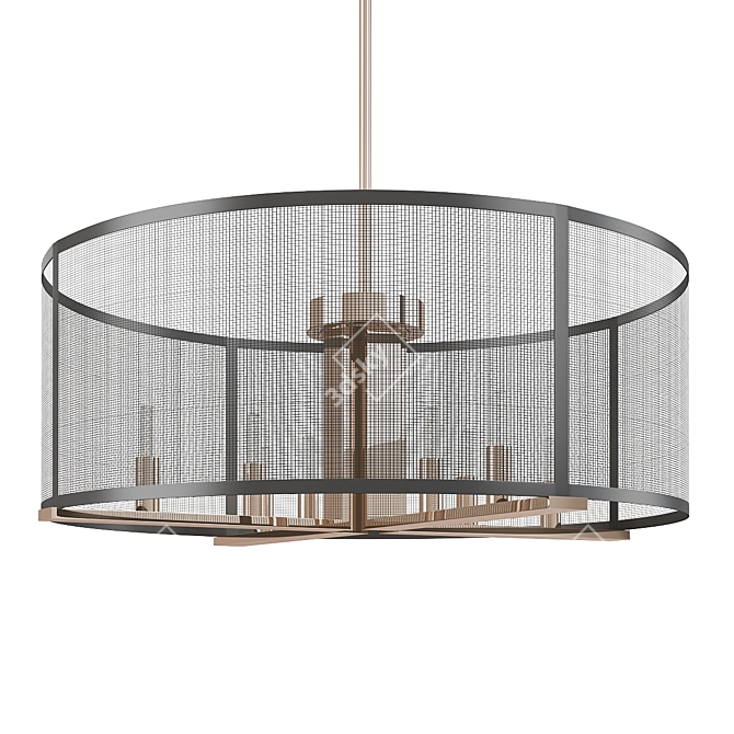 Polished Nickel Round Chandelier 3D model image 1