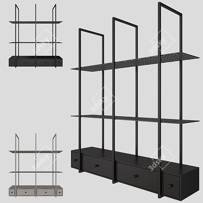 Versatile Hanging Metal Cabinet with Drawers 3D model image 3