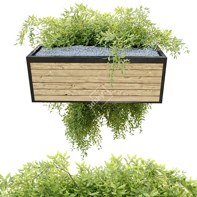 Wooden Hanging Plant Pot 3D model image 2