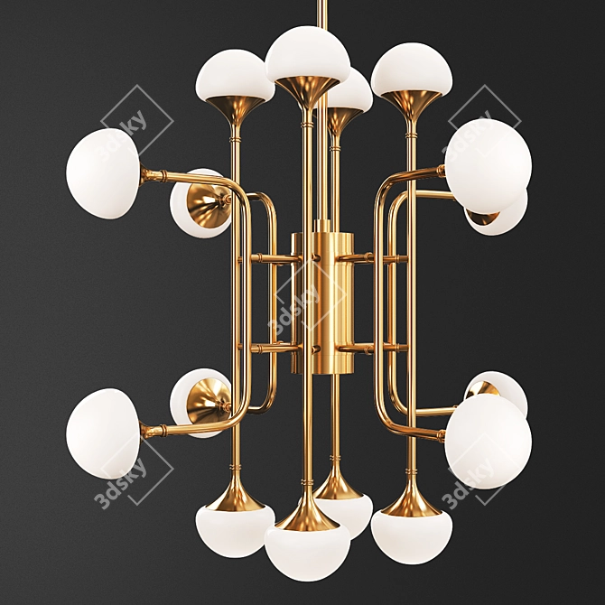 Elegant Brass Fleming Chandelier 3D model image 1