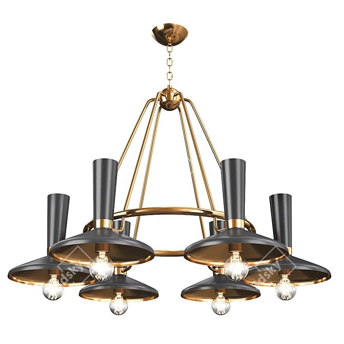 Elegant Vortex Six-Light Chandelier 3D model image 1