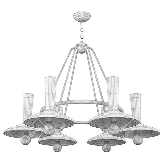 Elegant Vortex Six-Light Chandelier 3D model image 2