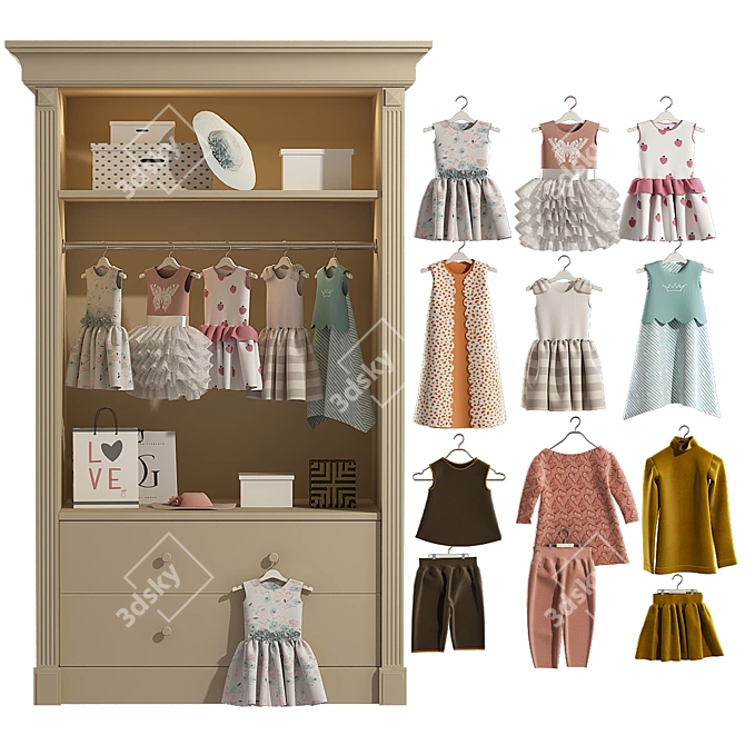 Kid's Decor Wardrobe 3D model image 2