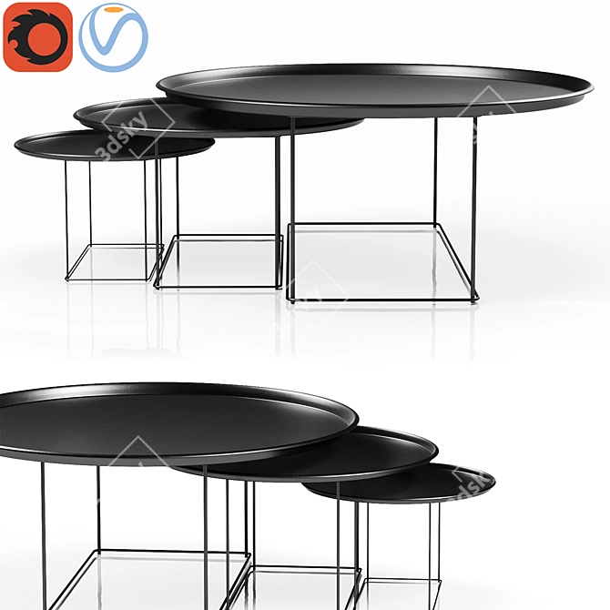 B&B Italia Fat-Fat Table Set: Elegant Design with PBR Materials 3D model image 1