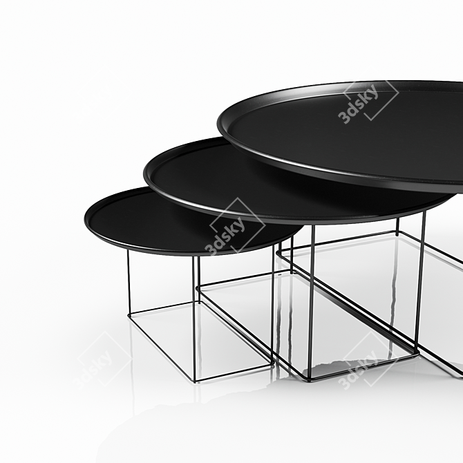 B&B Italia Fat-Fat Table Set: Elegant Design with PBR Materials 3D model image 2