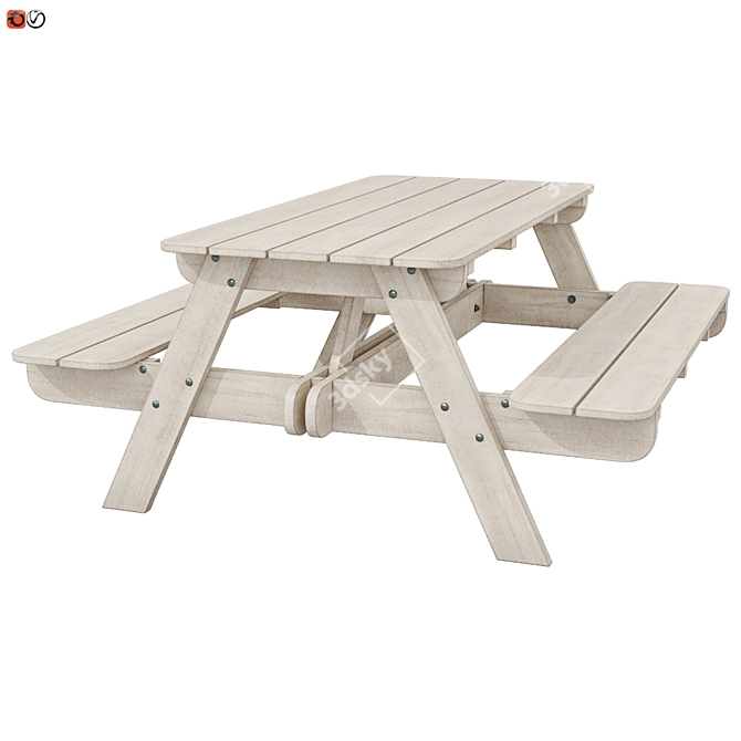 Garden Bench Table Combo 3D model image 1