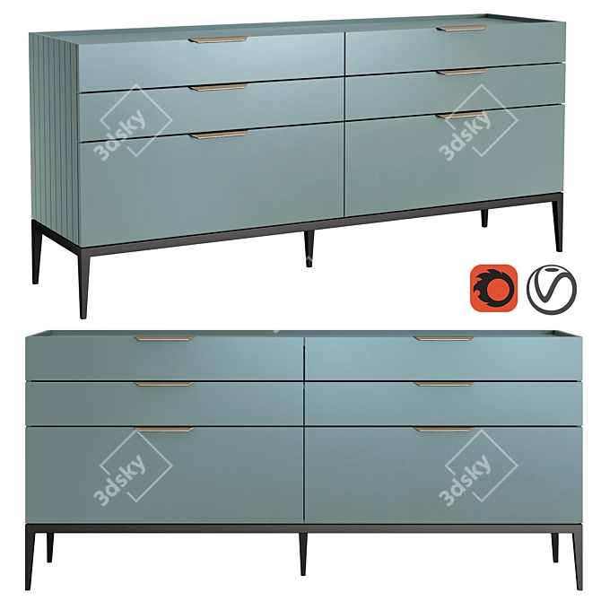 Metropolitan 6-Drawer Chest - Stylish Storage Solution 3D model image 4