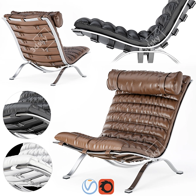 Sleek Ari Lounge Chair - Arne Norell 3D model image 1