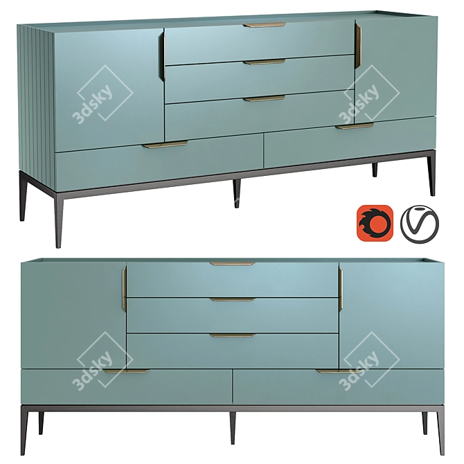 Modern Metropolitan Chest of Drawers 3D model image 1