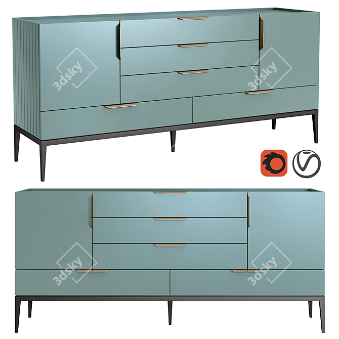 Modern Metropolitan Chest of Drawers 3D model image 4