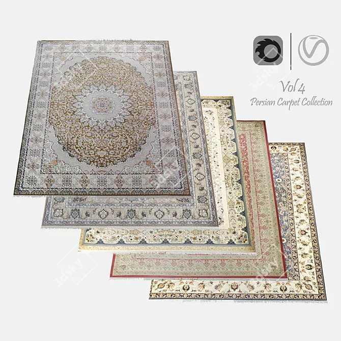 Luxury Persian Carpet: 4K Texture 3D model image 1