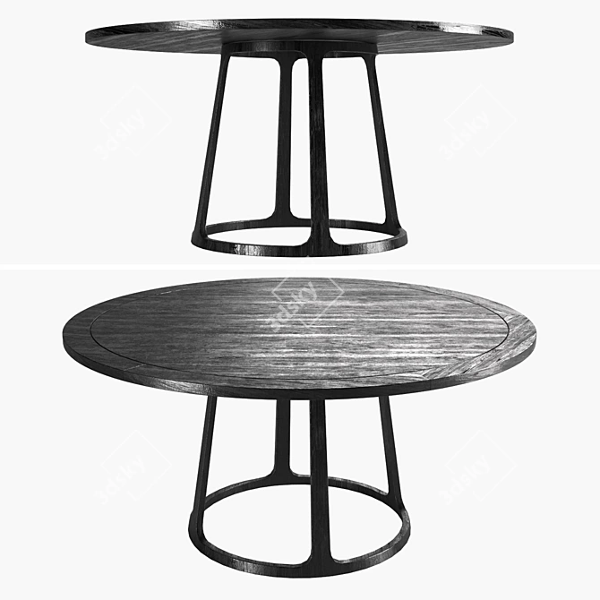 Elegant Black Round Wooden Table 3D model image 1