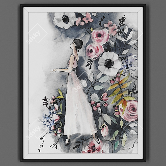 Modern Black Framed Picture 3D model image 1