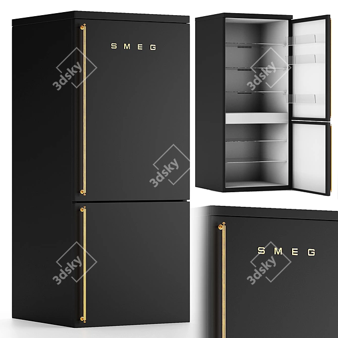 Sleek Smeg Fridge: Perfect Kitchen Companion 3D model image 1