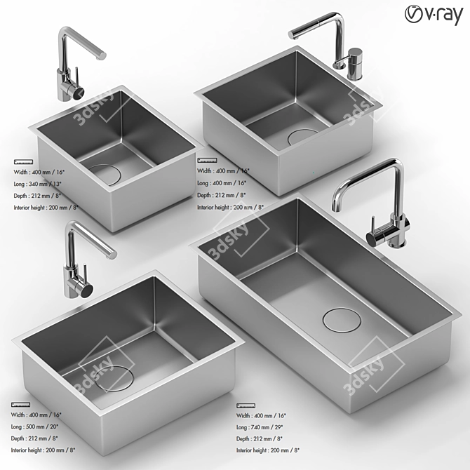 Elegant Kitchen Sink Collection 3D model image 1