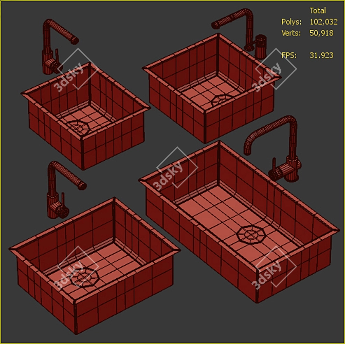 Elegant Kitchen Sink Collection 3D model image 2