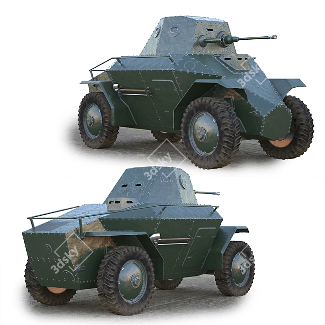 Vintage Hungarian Csaba Armored Car 3D model image 3