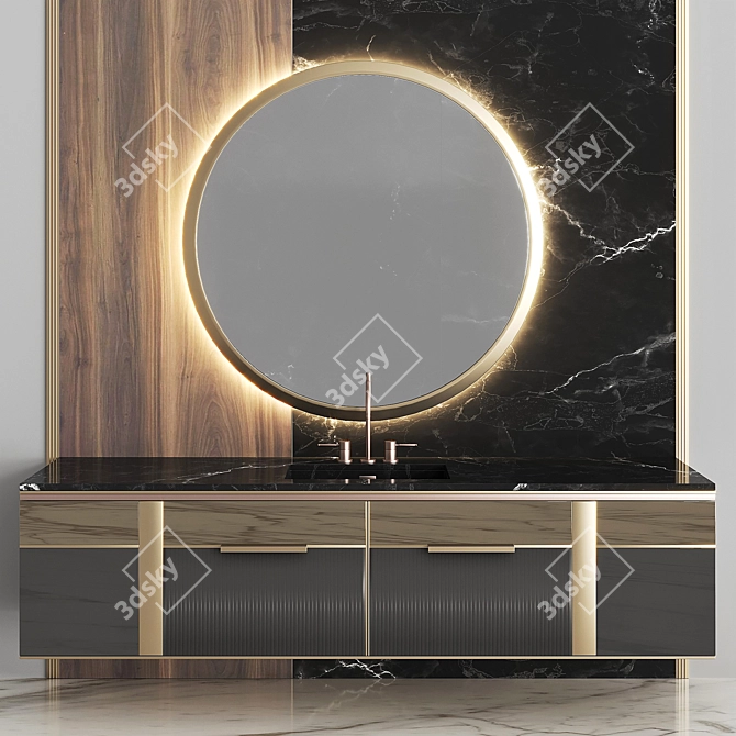 Modern Bathroom Vanity Set 3D model image 1