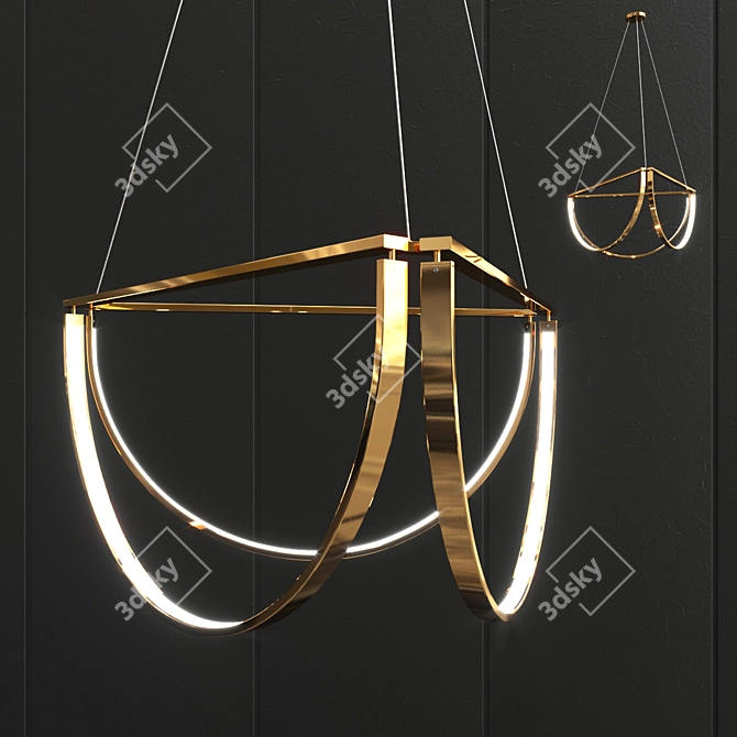 Elegant LED Tube Chandelier 3D model image 2