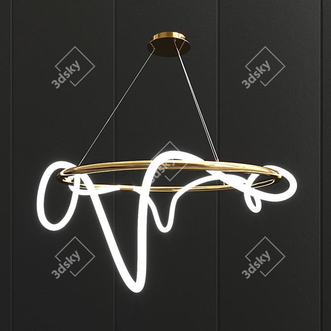 Elegant LED Tube Chandelier 3D model image 3