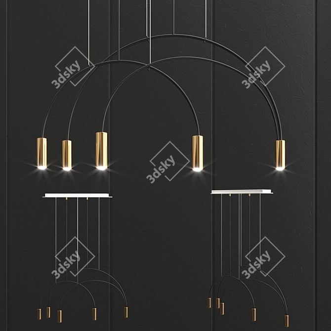 Elegant LED Tube Chandelier 3D model image 4