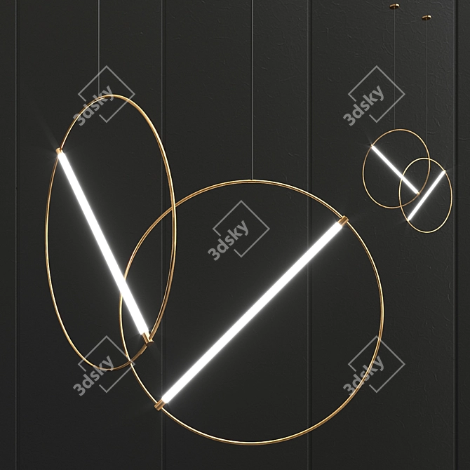 Elegant LED Tube Chandelier 3D model image 5