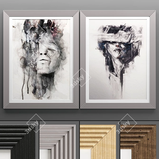 Elegant Art Frame Set - 2 Frames, 4 Textures 3D model image 1