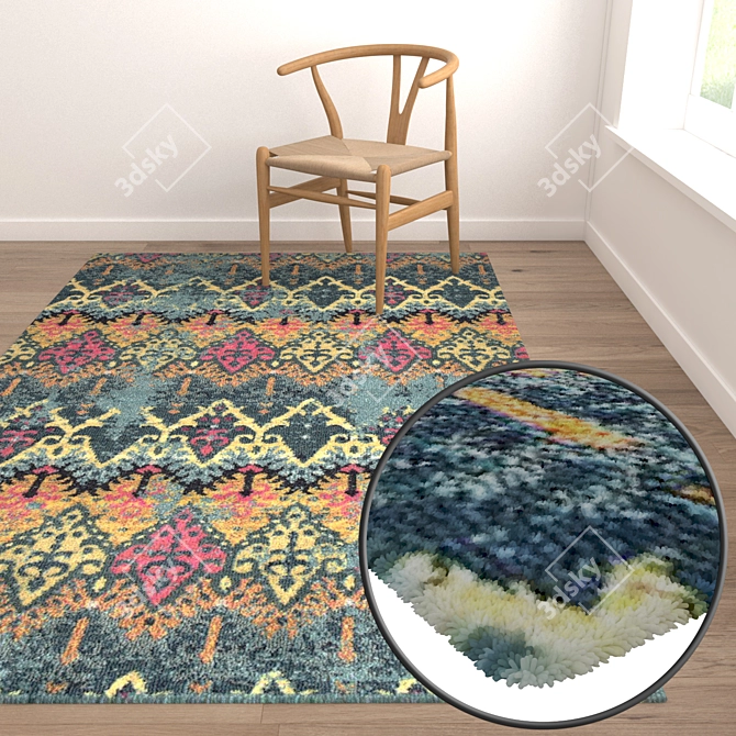 Versatile 3-Piece Carpet Set 3D model image 5