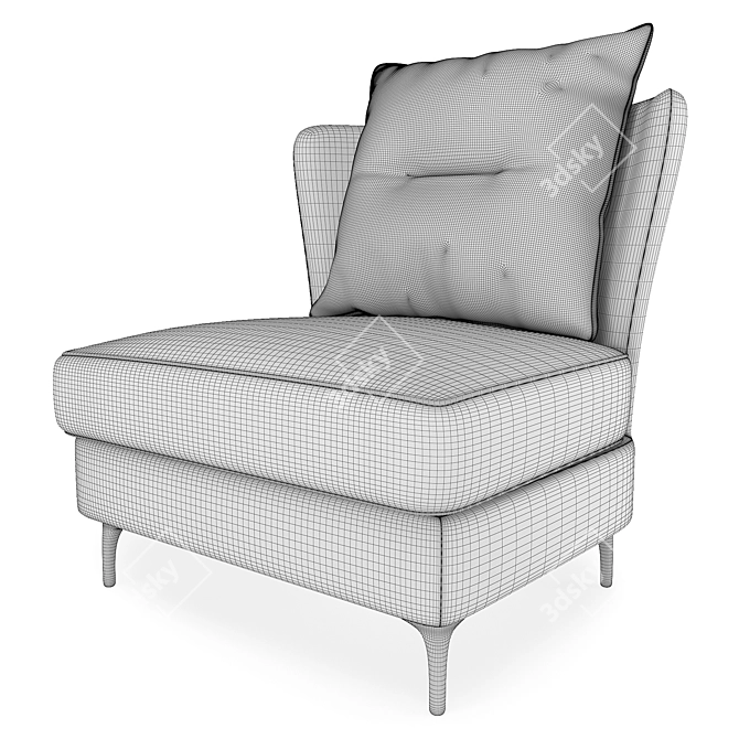 Elegant Voltaire Armchair 3D model image 5